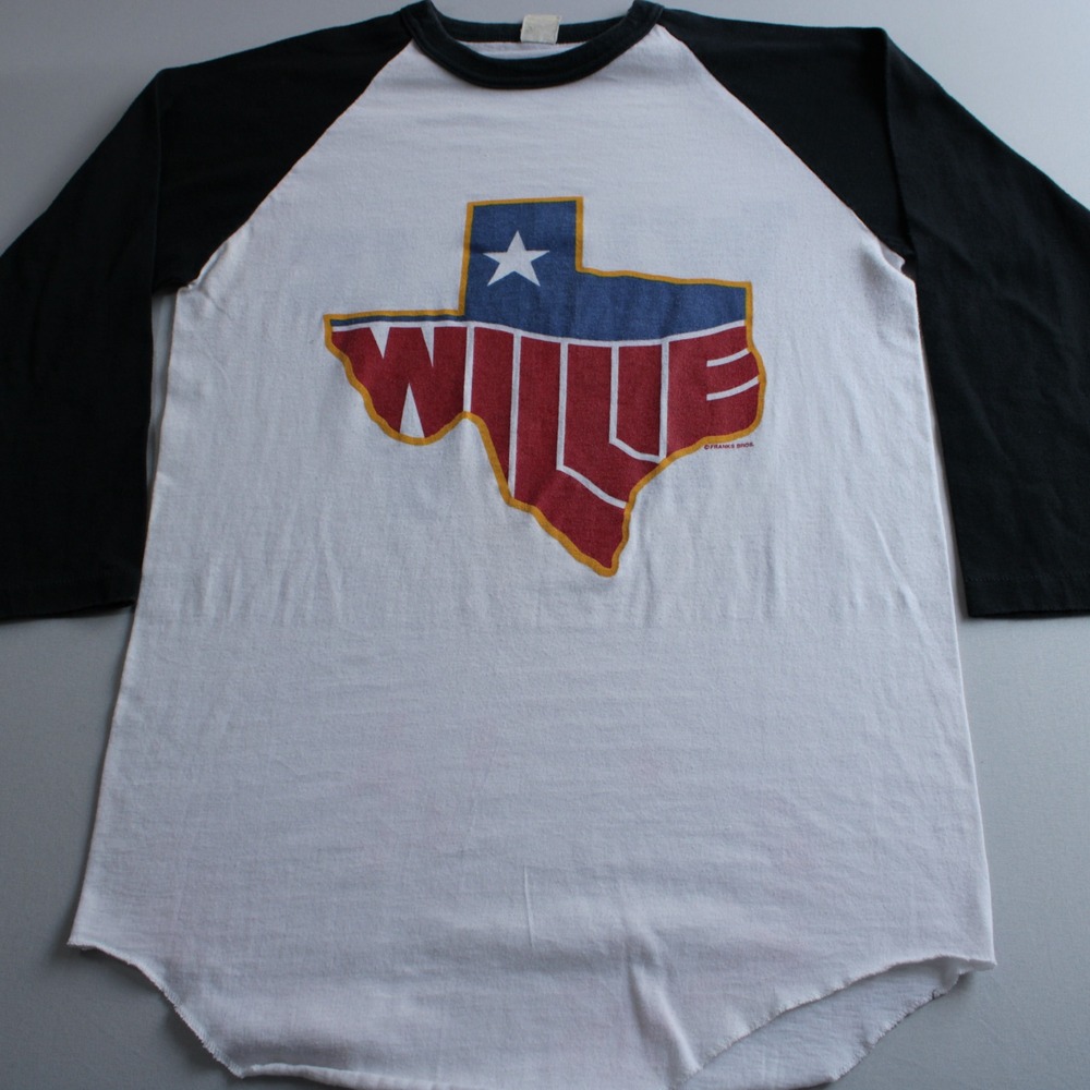 Vintage 1984 Willie Nelson Texas Raglan Baseball T-Shirt Medium Made in USA
